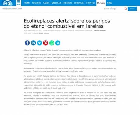 ECOFIREPLACES ALERTA SOBRE OS PERIGOS DO ETANOL COMBUSTÍVEL EM LAREIRAS